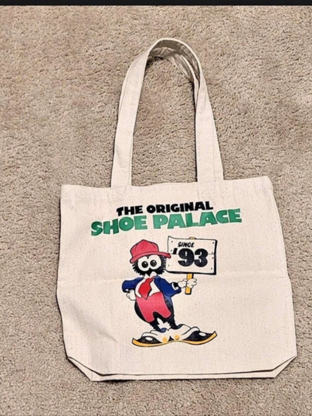 Shoe Palace Graphic Tote Bag in White & Green